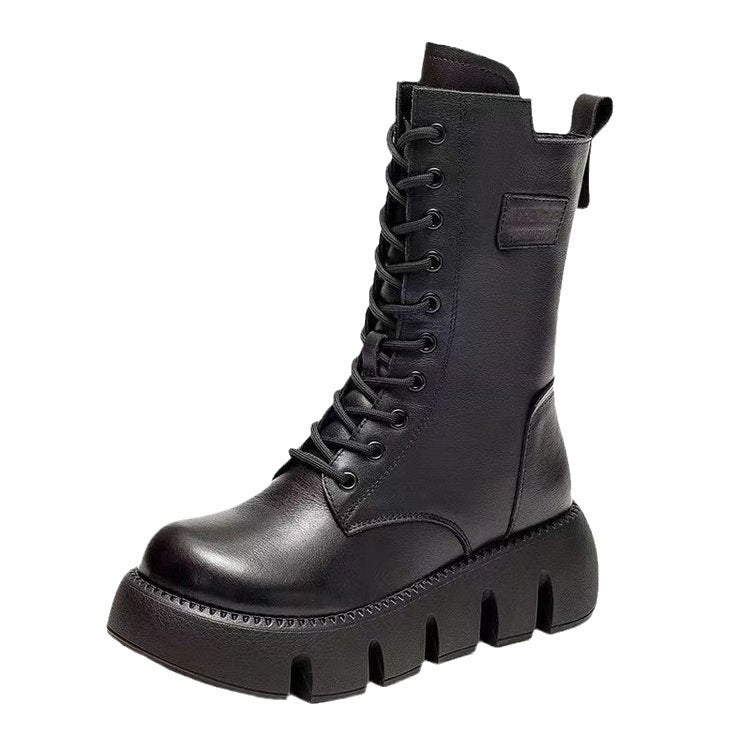 Women's Warm Casual Fashion All-matching Lace-up Cotton Boots