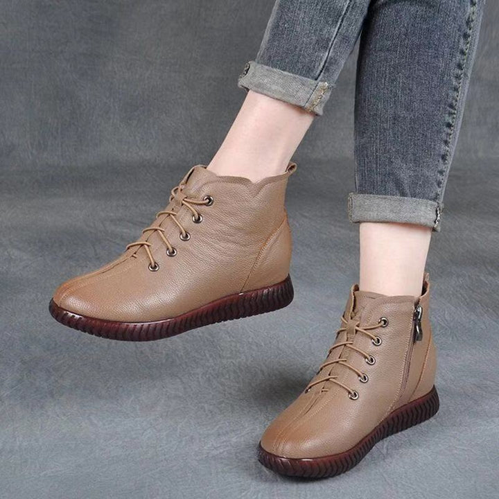 Low-cut Short Soft-soled Casual Bootsretro Mother Leather Boots