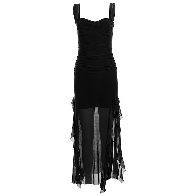 Spring New Women's Sexy Hot Girl Strap Tube Top Split Sheath Long Dress