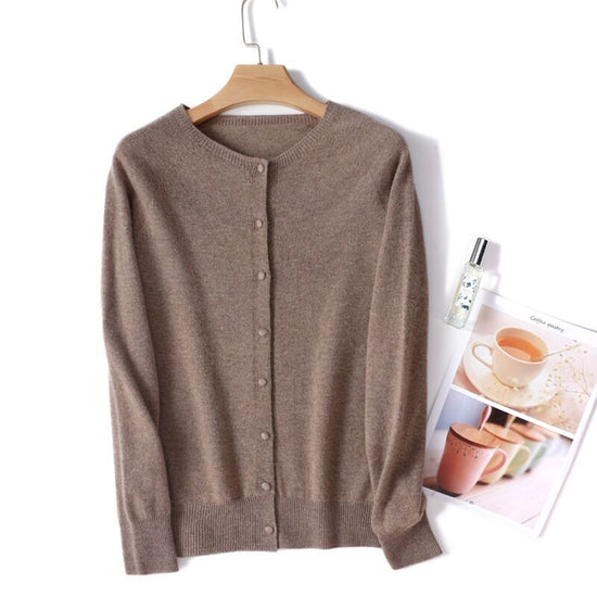 Spring And Autumn New Simple Women's Wool Round Neck Thin High-grade Outerwear Knitted Coat