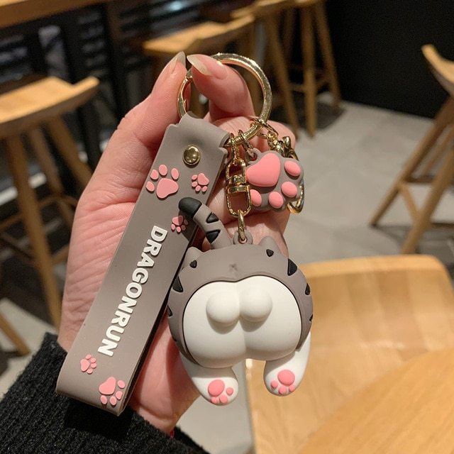 Cartoon Cat Butt Keychain Car Key Chain Bag Pendant