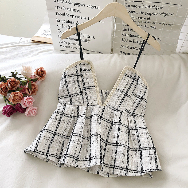 Tweed Tweed Skirt With Waistband And Camisole Top