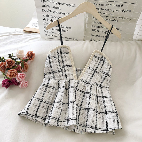 Tweed Tweed Skirt With Waistband And Camisole Top