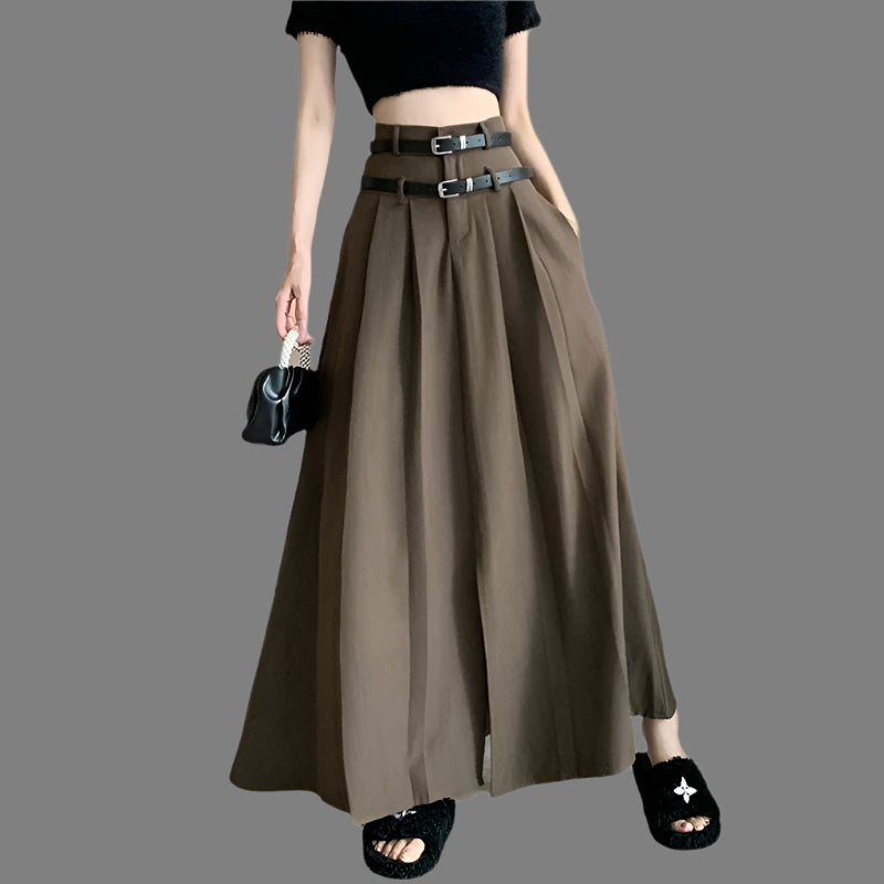 Ladies New High Waist Slimming Pleated Skirt