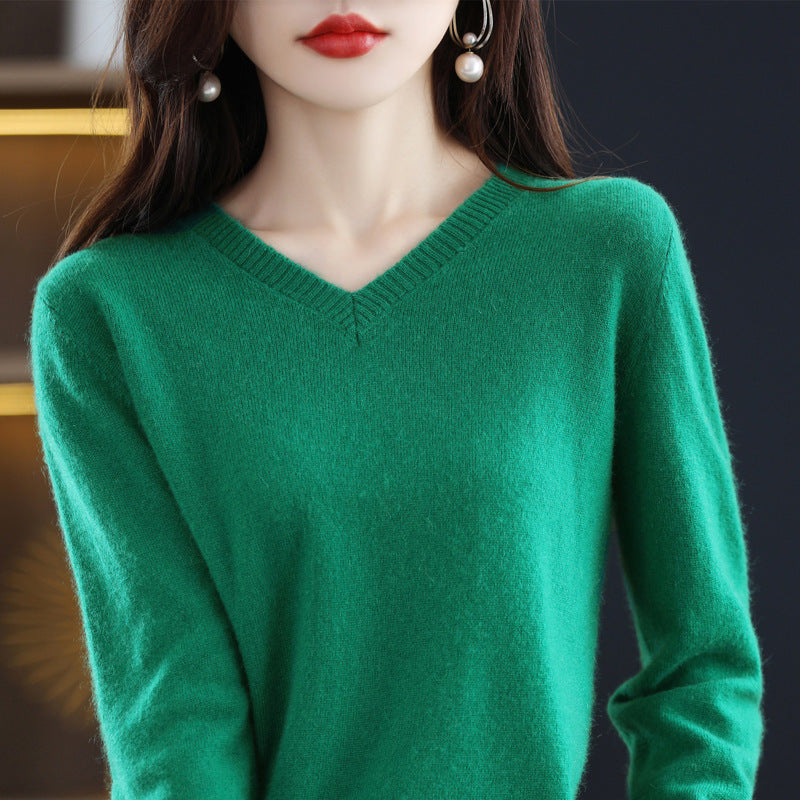 Women's Knitted Bottoming Shirt Versatile Cashmere Sweater Loose Outer Wear