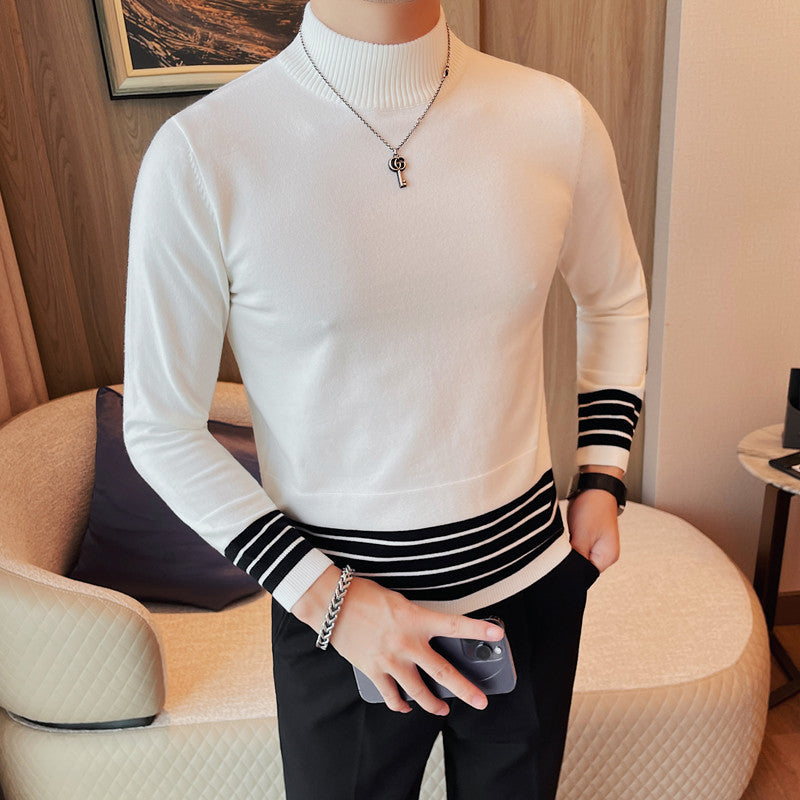 Spring And Autumn Men's Half Turtleneck Casual Sweater Knitwear Urban Top