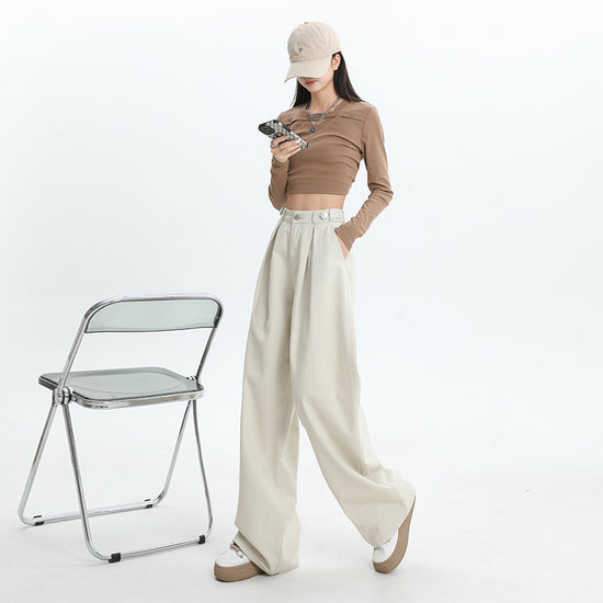 Loose High Waist Slimming Drape Casual Mopping Pants