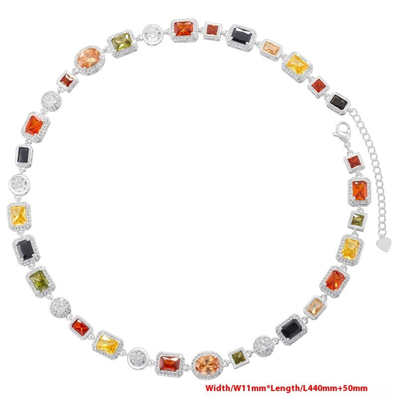 Temperament Entry Lux Diamond Square Bracelet And Necklace Set