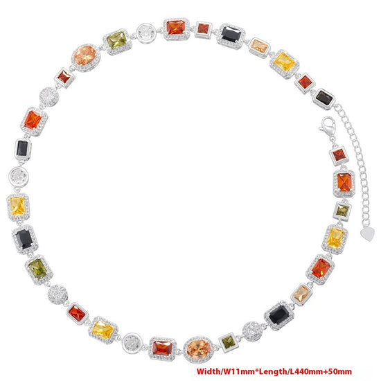 Temperament Entry Lux Diamond Square Bracelet And Necklace Set