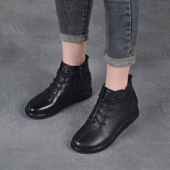 Low-cut Short Soft-soled Casual Bootsretro Mother Leather Boots
