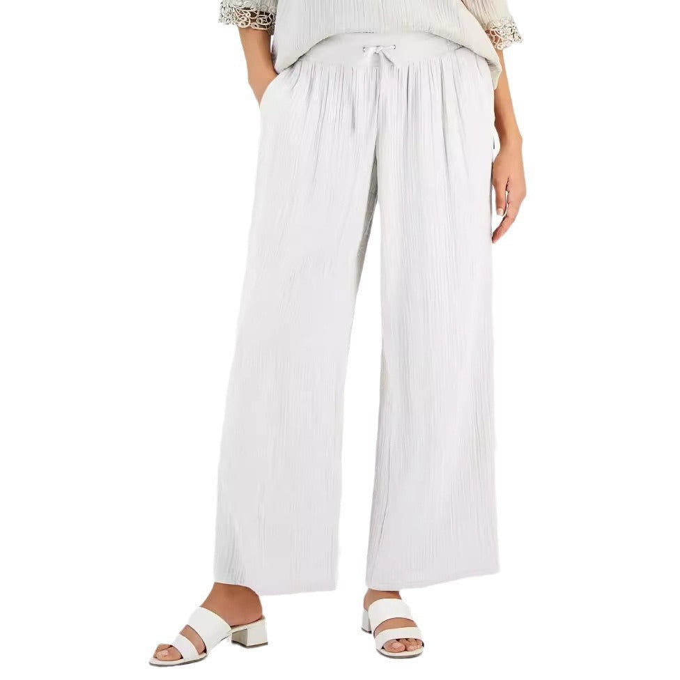 New Casual Loose Pockets Cotton And Linen Casual Pants