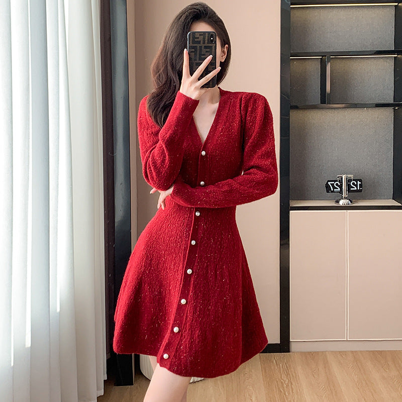 Casual Shirt Waist-tight Temperament Dress