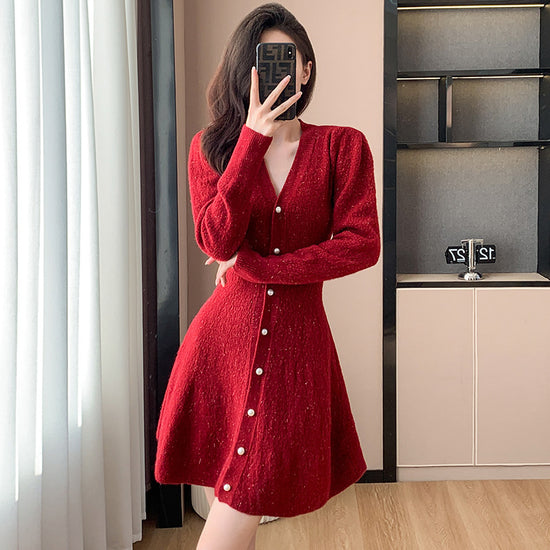 Casual Shirt Waist-tight Temperament Dress