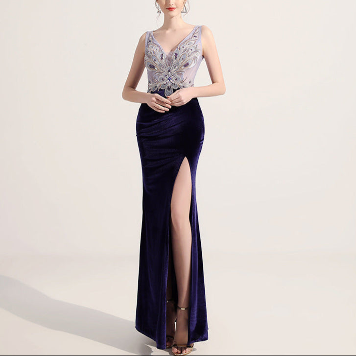 Women's Nightclub Deep V-neck Low Cut Evening Dress