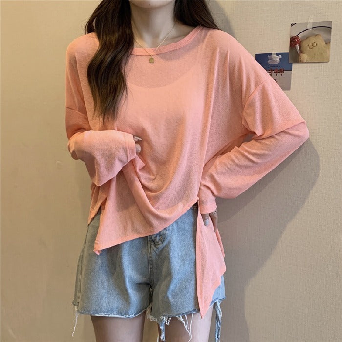 Thin Micro-transparent Split Sun Protection Long Sleeve