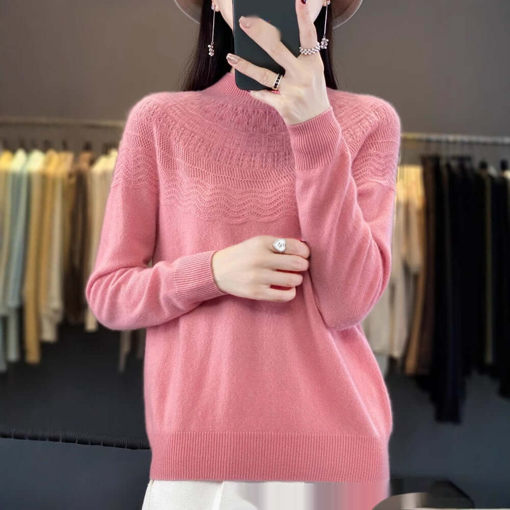 Half Turtleneck Slimming Wool Knitted Bottoming Shirt - Product information: Color: Raw Velvet Rice, purple velvet camel, warm white, light pink, fruit Green, Lake Blue, West purple, raspberry color, forest green, Size: s,M,L,XL,2XL Version: Regular Combi