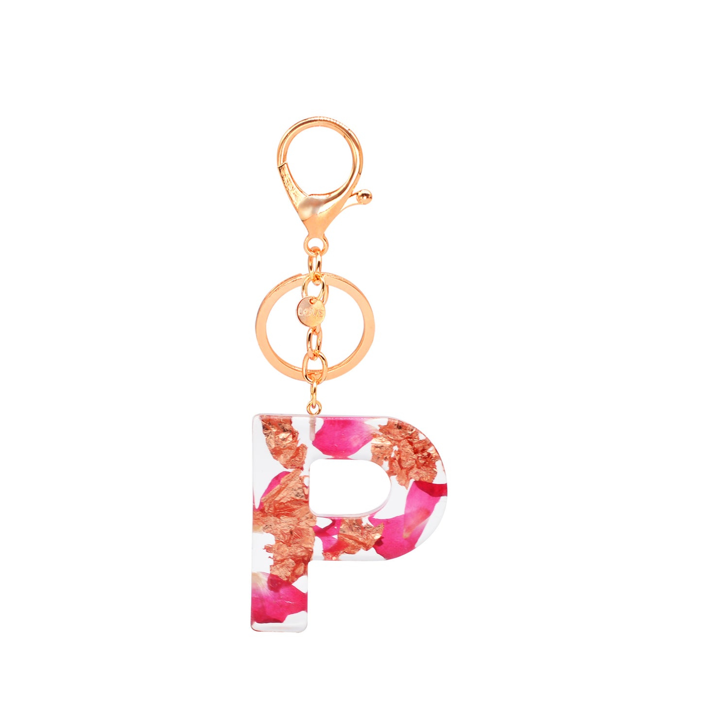 Petal Resin Keychain English Alphabet Pendant