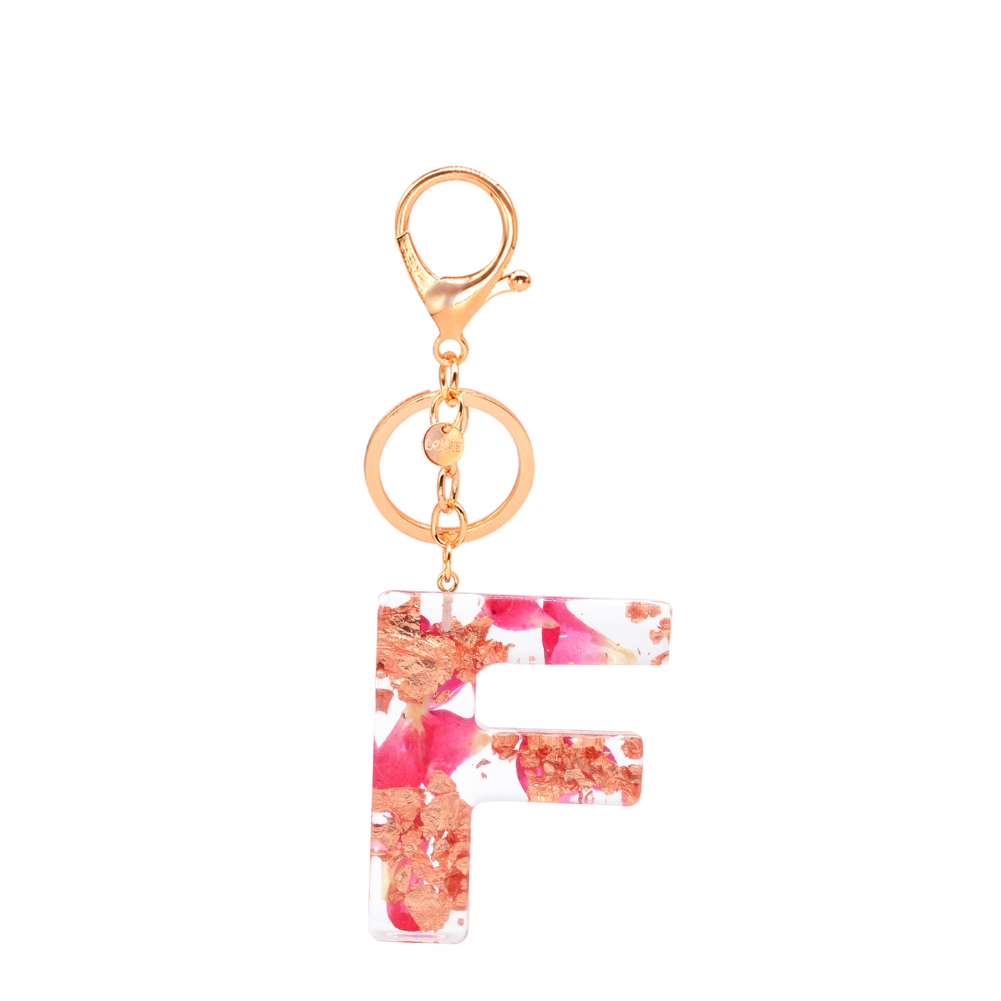 Petal Resin Keychain English Alphabet Pendant