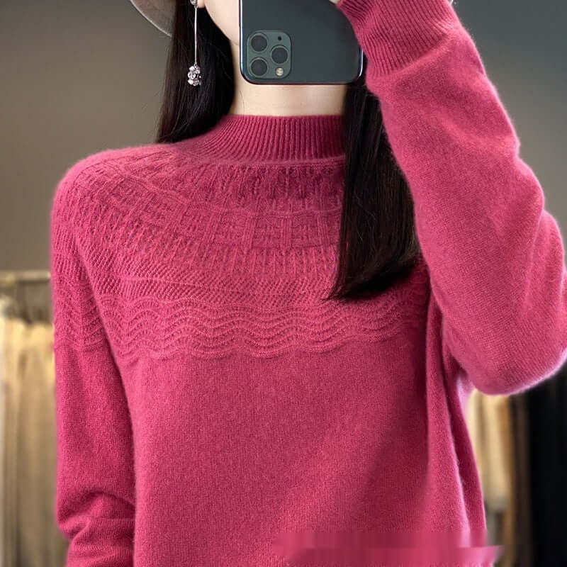 Half Turtleneck Slimming Wool Knitted Bottoming Shirt - Product information: Color: Raw Velvet Rice, purple velvet camel, warm white, light pink, fruit Green, Lake Blue, West purple, raspberry color, forest green, Size: s,M,L,XL,2XL Version: Regular Combi