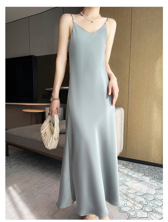 Spring And Summer New Silk Satin High-grade Suspenders Dress Women