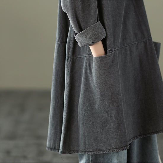 Retro Artistic Plus Size Denim Dress