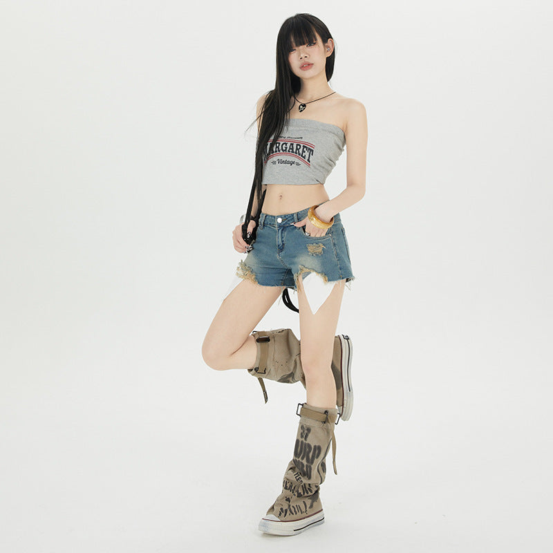 Fashion Personalized Washed Denim Shorts For Women