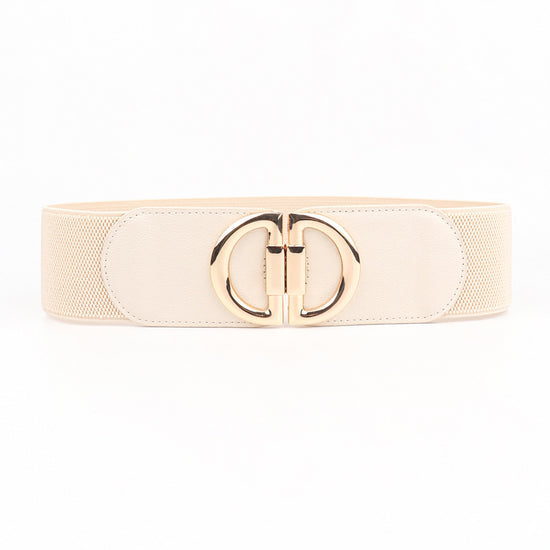 Elastic A Pair Of Buckles Wide Belt Women