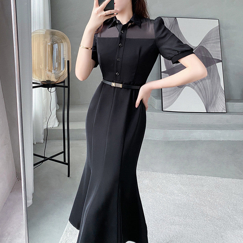 Chiffon Patchwork Dress Long Skirt
