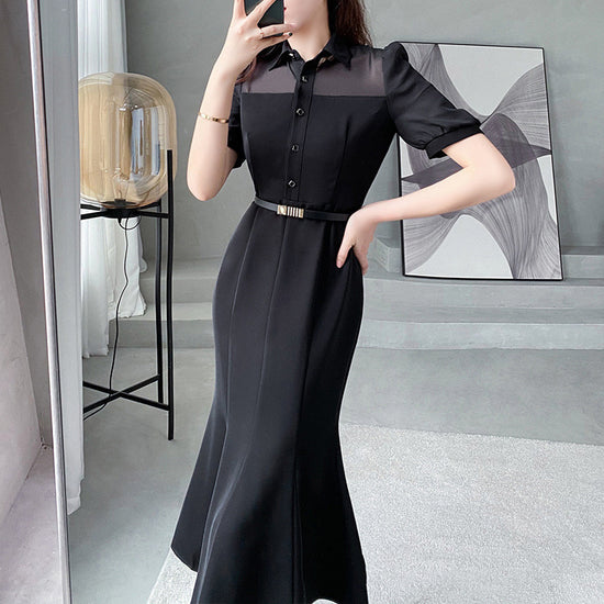 Chiffon Patchwork Dress Long Skirt