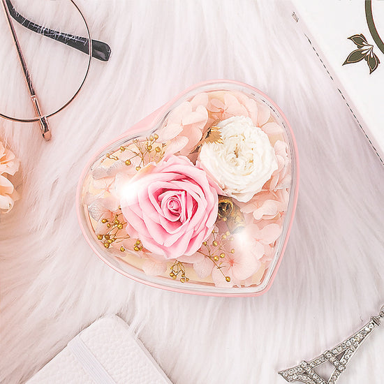Valentine's Day Gift Box Heart-shaped Preserved Fresh Flower Jewelry Box