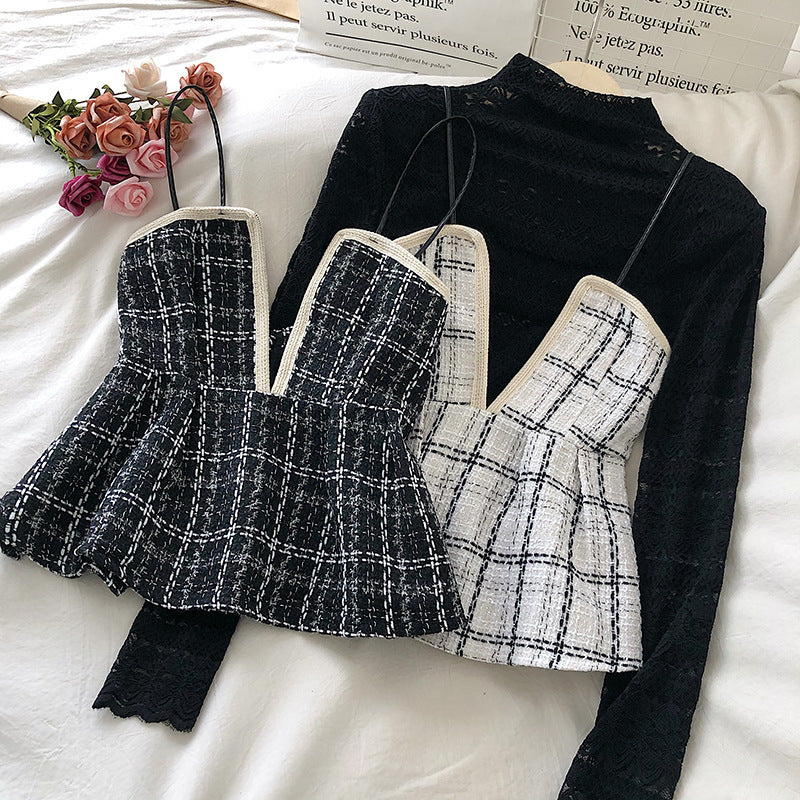 Tweed Tweed Skirt With Waistband And Camisole Top