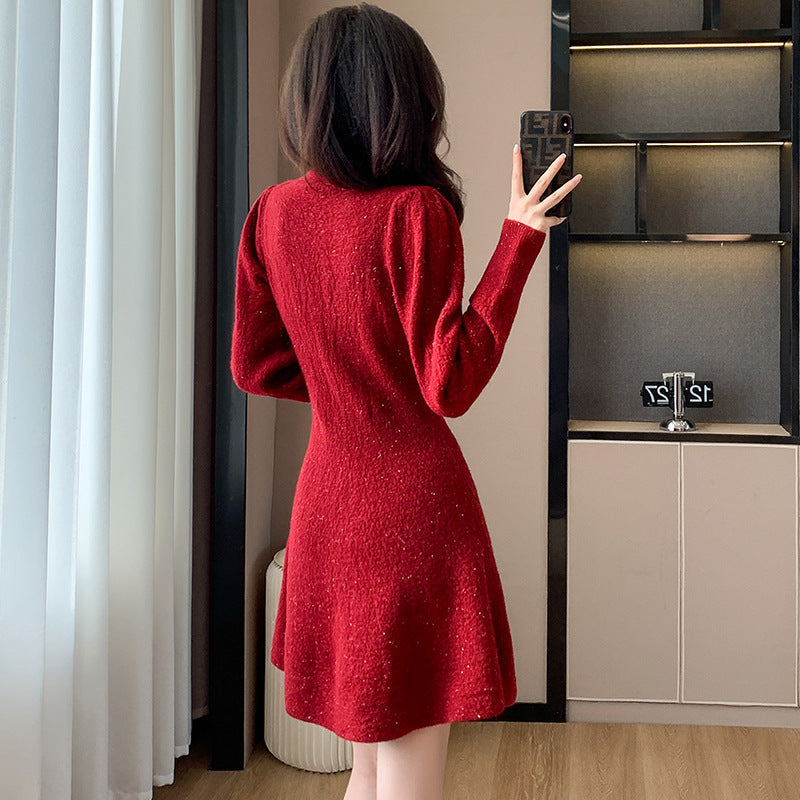 Casual Shirt Waist-tight Temperament Dress