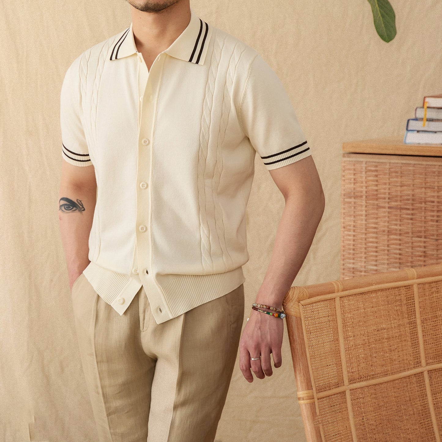 Cotton Leisure Knitted Short-sleeved Lapel Polo Shirt