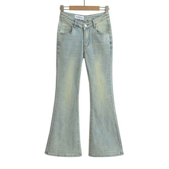 Fuli Washed Nostalgic Skinny Jeans For Women