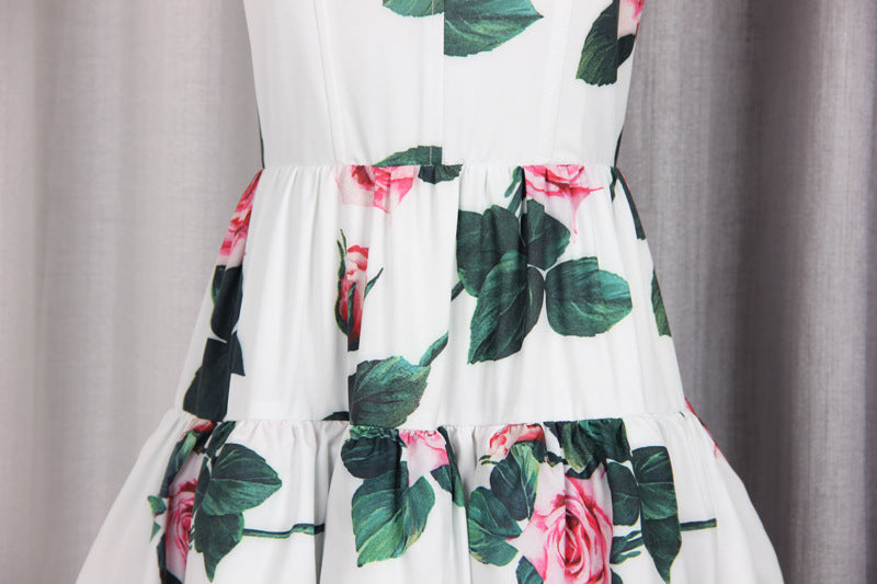 Women's Fashion Print Cake Shape Slip Dress