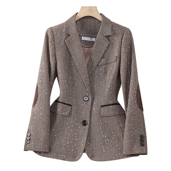 Women's Korean-style Houndstooth Design Small Suit Jacket