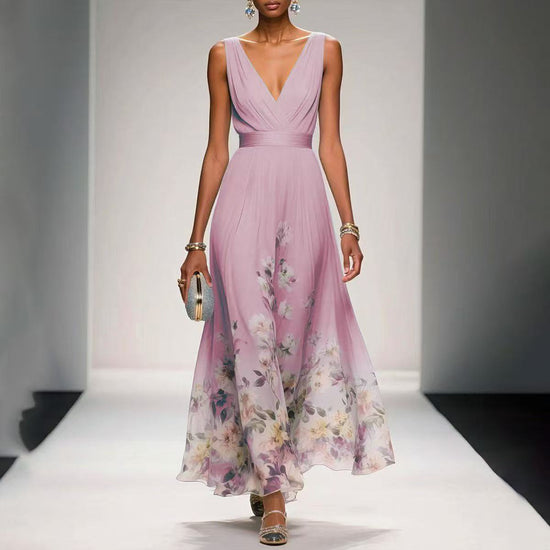 Sexy Vest Chiffon Printed Dress