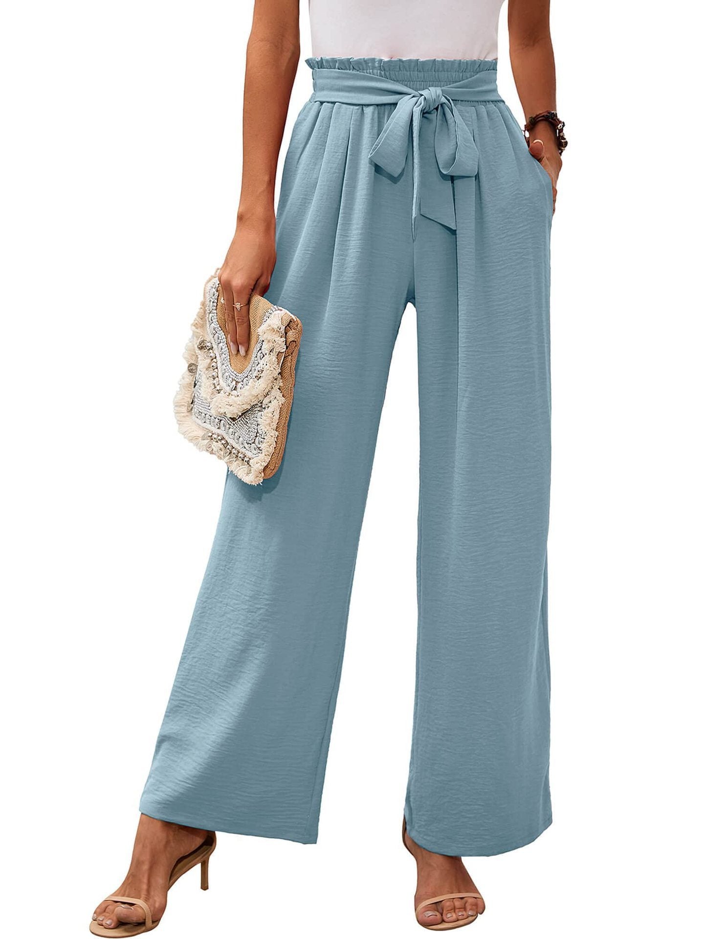 Knotted Commuter Wide Leg Pants Casual