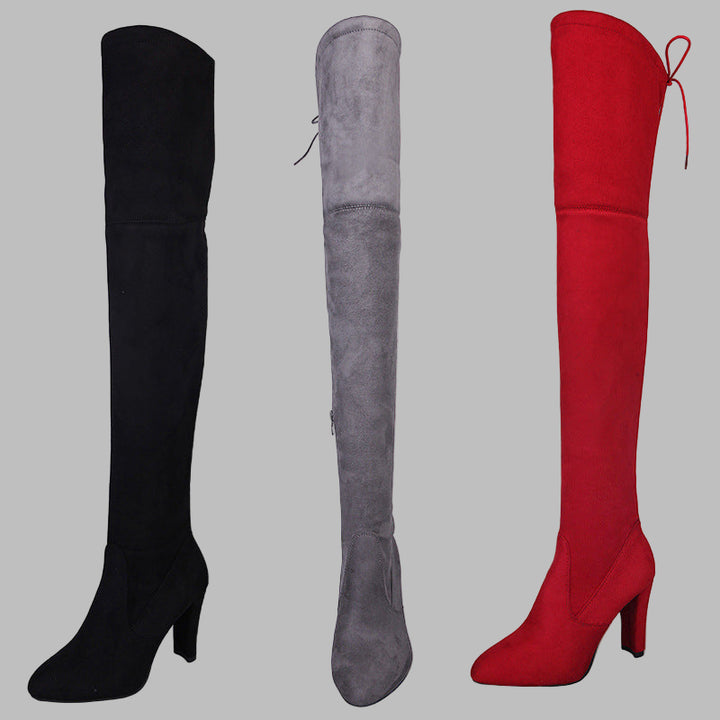 Black Knee High Boots For Women Shoes High Heel Long Boots