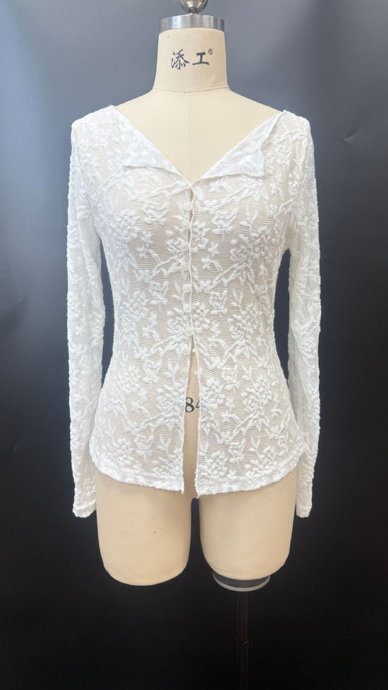 Sexy Pure Lace Light Breathable Long Sleeves Cardigan T-shirt