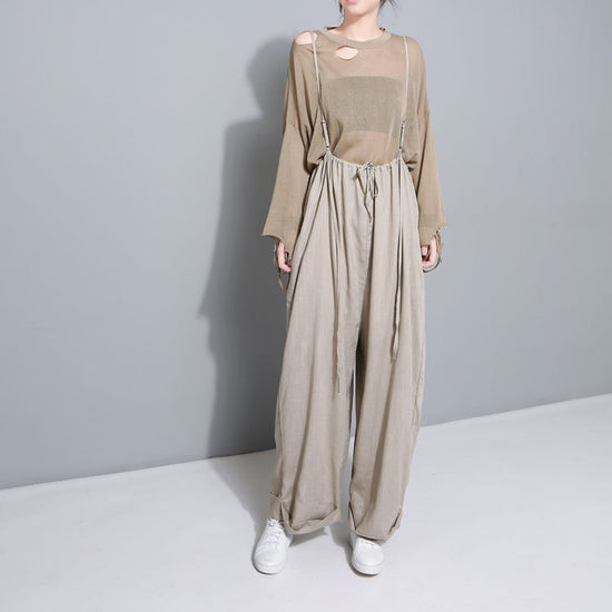 Literary wind sling to adjust a variety of wearing comfortable cotton and linen loose wide leg pants