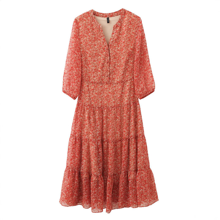 French Style Temperament Half Sleeve High Waist Dress For Women