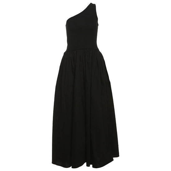 Fashion Women's Wear Waist Slant Shoulder Sleeveless Dress