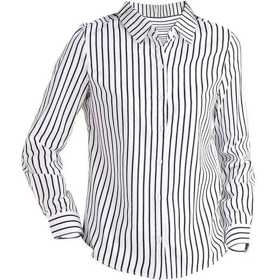 Striped Shirt Women's Long Sleeve Commute Slim-fit Design Sense