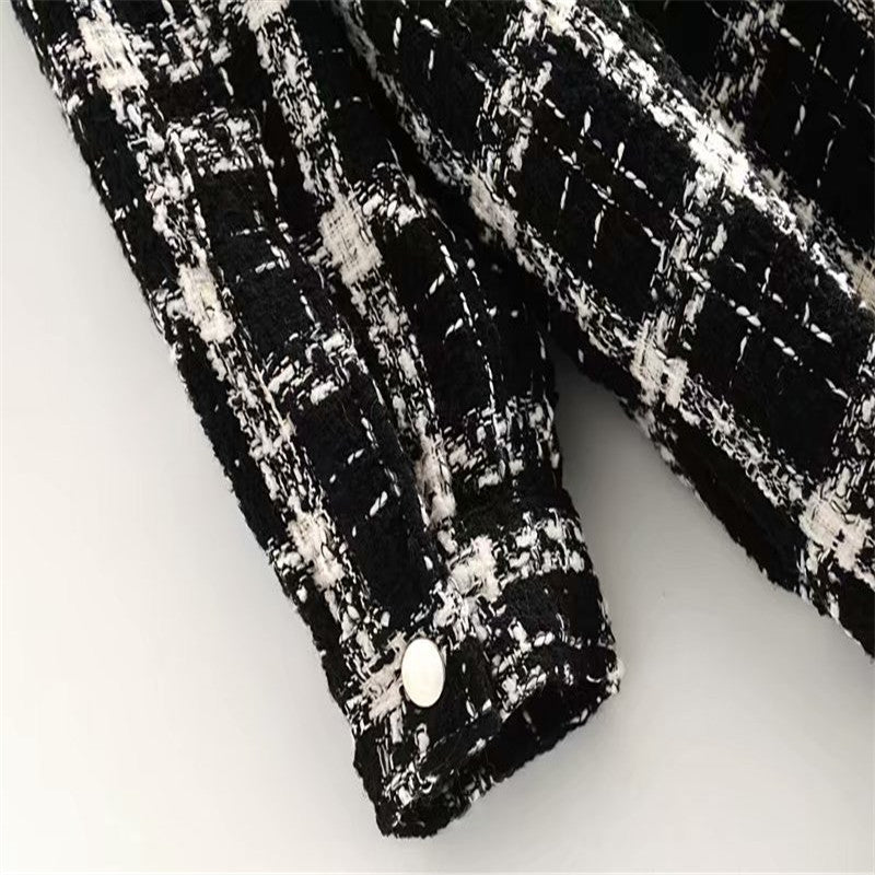 Plaid tweed coat