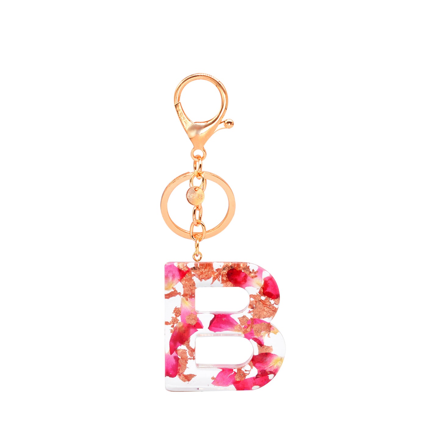 Petal Resin Keychain English Alphabet Pendant