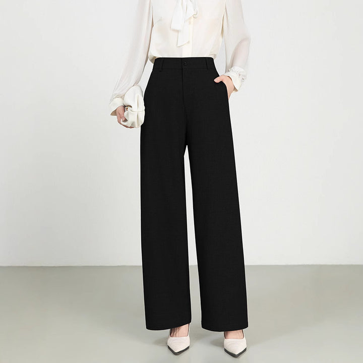Cotton And Linen High Waist Suit Straight Wide-leg Pants