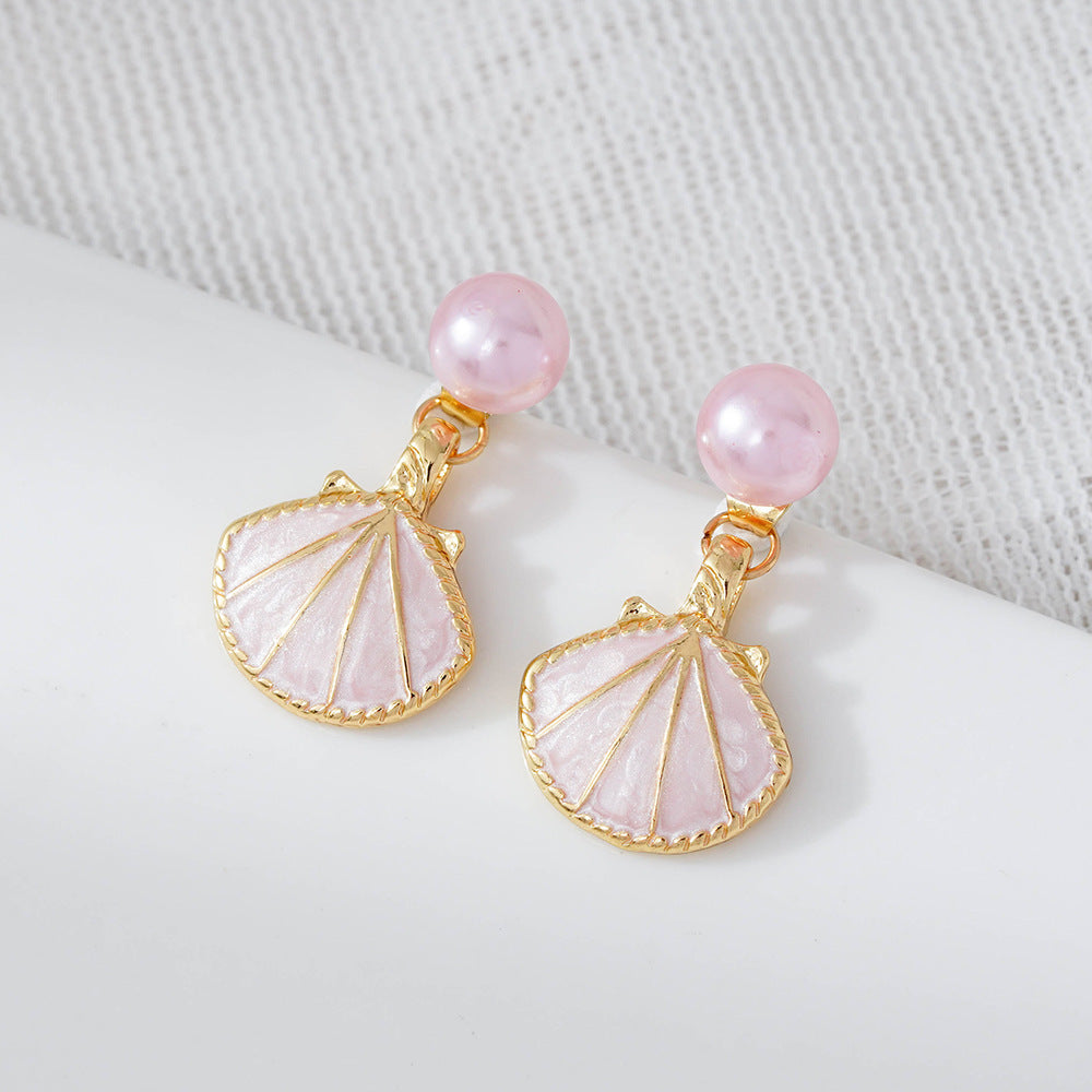 Blue Two Wearing Methods Shell Pearl Earrings