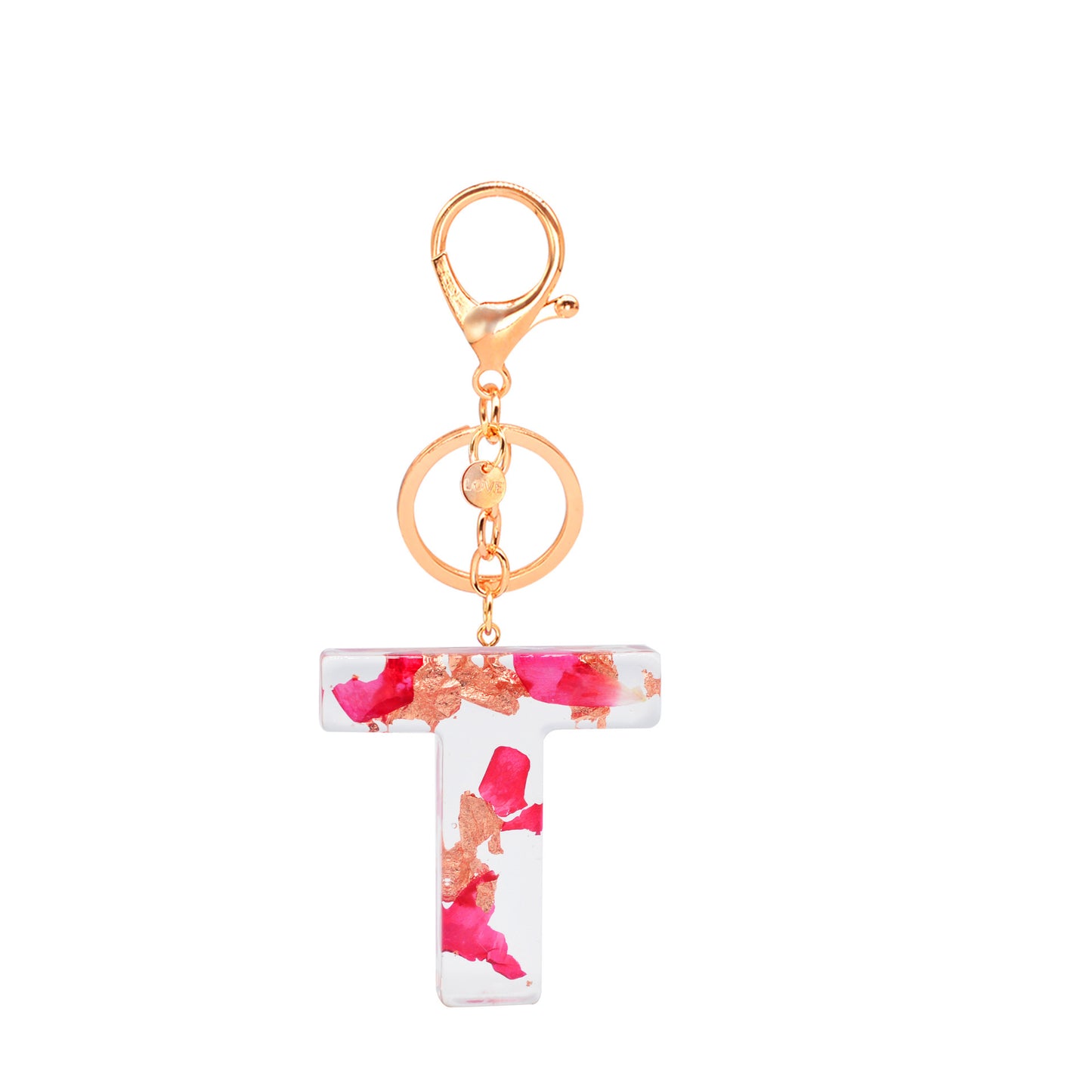 Petal Resin Keychain English Alphabet Pendant