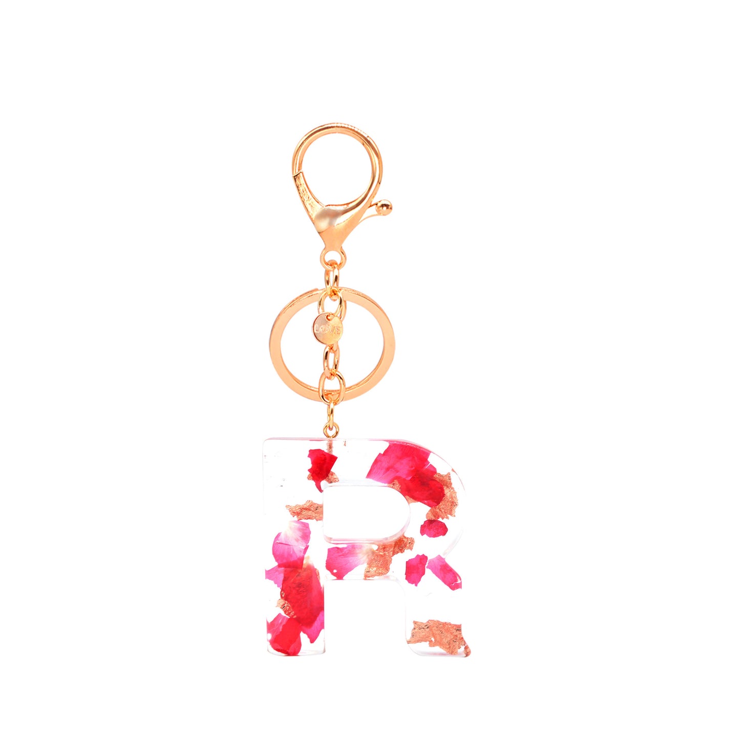 Petal Resin Keychain English Alphabet Pendant